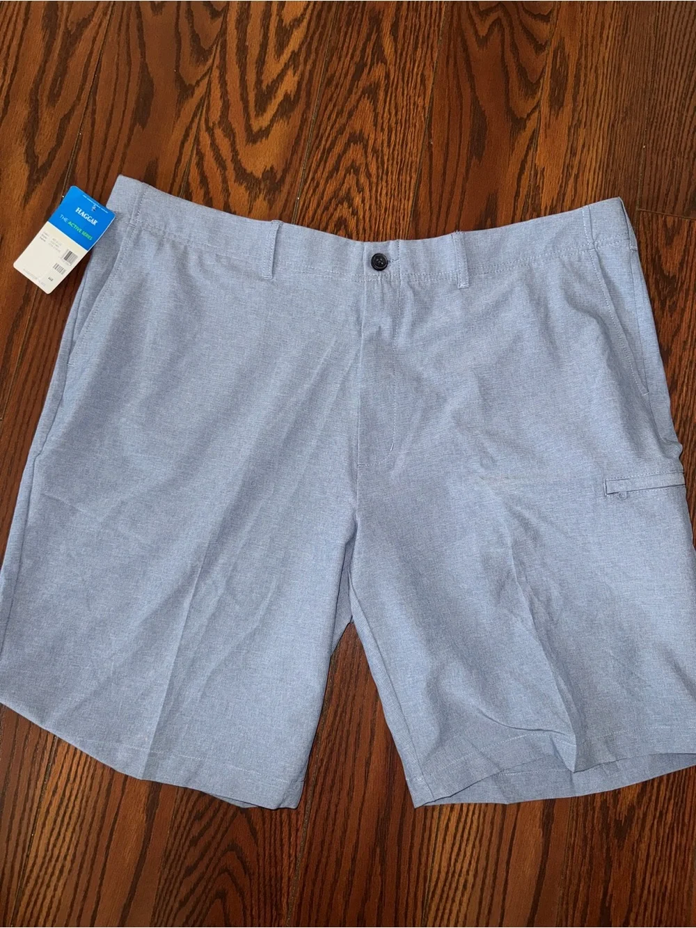 Haggar Light Blue Flat-Front Performance Shorts